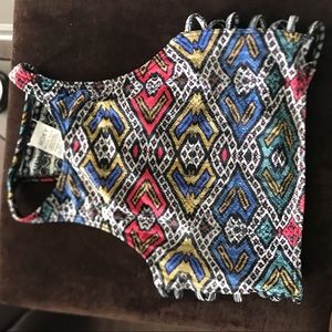 Black white patterned Roxy swim top